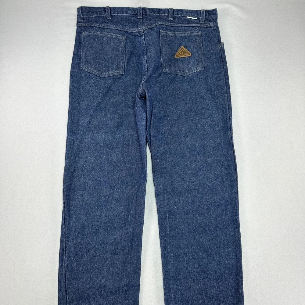 Bulwark FR Jeans Mens 38x34 Blue Relaxed Fit Straight Flame Resistant Denim Work